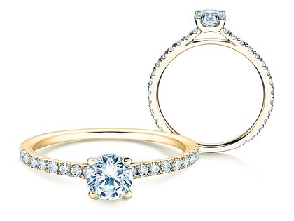 Engagement ring Pure Diamond in 14K yellow gold with diamonds 0.92ct G/SI