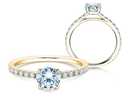 Engagement ring Pure Diamond in 14K yellow gold with diamonds 1.17ct G/SI