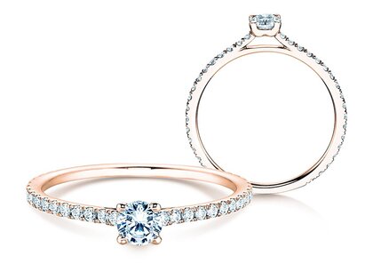 Engagement ring Pure Diamond in 9K rosé gold with diamonds 0.54ct G/SI