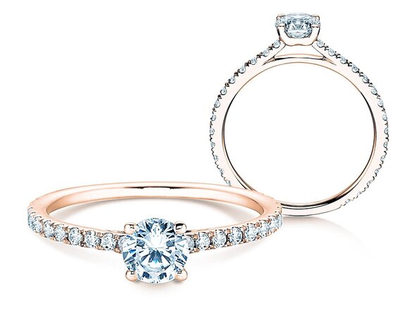 Engagement ring Pure Diamond in 18K rosé gold with diamonds 0.92ct G/SI