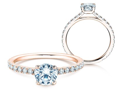Engagement ring Pure Diamond in 18K rosé gold with diamonds 1.17ct G/SI