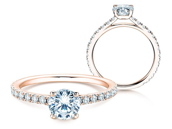 Engagement ring Pure Diamond in 18K rosé gold with diamonds 1.17ct G/SI