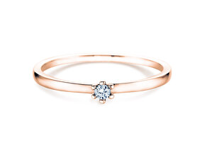 Engagement ring Classic Petite in 14K rosé gold with diamond 0.13ct G/SI