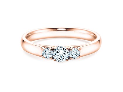 Engagement ring 3 Stones in 14K rosé gold with diamonds 0.11ct G/SI