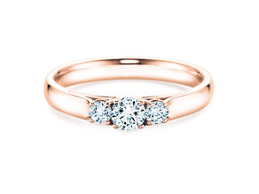Engagement ring 3 Stones in 14K rosé gold with diamonds 0.11ct G/SI