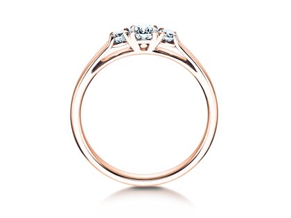 Engagement ring 3 Stones in 14K rosé gold with diamonds 0.11ct G/SI
