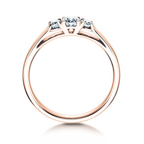 Engagement ring 3 Stones in 14K rosé gold with diamonds 0.11ct G/SI