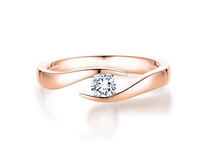 Engagement ring Twist in 9K rosé gold with diamond 0.03ct