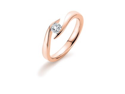 Engagement ring Twist in 9K rosé gold with diamond 0.03ct
