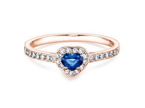 Engagement ring Heart Saphir in rose gold