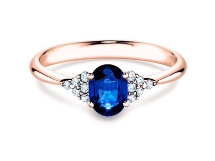 Engagement ring Vivid in 14K rosé gold with sapphire 1.00ct and diamonds 0.12ct