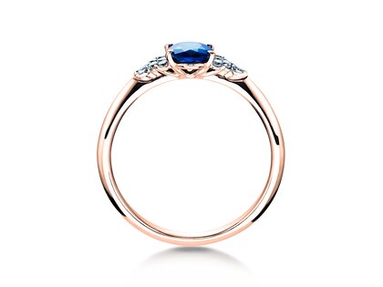 Engagement ring Vivid in 14K rosé gold with sapphire 1.00ct and diamonds 0.12ct