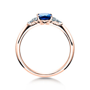 Engagement ring Vivid in 14K rosé gold with sapphire 1.00ct and diamonds 0.12ct