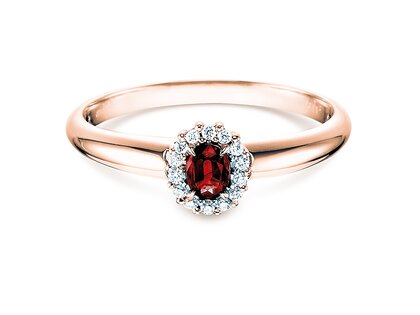 Engagement ring Jolie in 18K rosé gold with ruby 0.25ct and diamonds 0.06ct