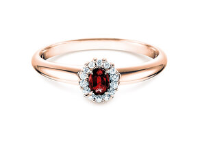 Engagement ring Jolie in 18K rosé gold with ruby 0.25ct and diamonds 0.06ct