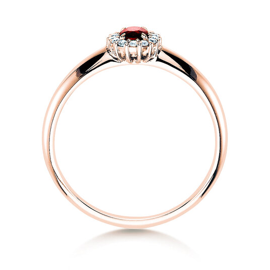 Engagement ring Jolie in 9K rosé gold with ruby 0.25ct and diamonds 0.06ct