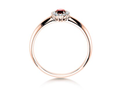 Engagement ring Jolie in 18K rosé gold with ruby 0.25ct and diamonds 0.06ct