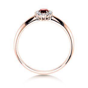 Engagement ring Jolie in 18K rosé gold with ruby 0.25ct and diamonds 0.06ct