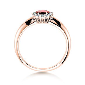 Engagement ring Windsor in 14K rosé gold with ruby 0.60ct and diamonds 0.12ct
