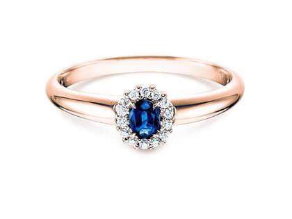 Engagement ring Jolie in 18K rosé gold with sapphire 0.25ct and diamonds 0.06ct
