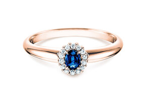 Engagement ring Jolie in 18K rosé gold with sapphire 0.25ct and diamonds 0.06ct