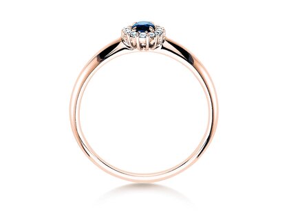 Engagement ring Jolie in 18K rosé gold with sapphire 0.25ct and diamonds 0.06ct
