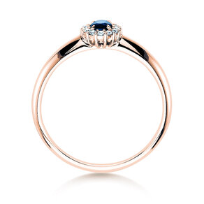 Engagement ring Jolie in 18K rosé gold with sapphire 0.25ct and diamonds 0.06ct