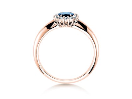 Engagement ring Windsor in 14K rosé gold with sapphire 0.60ct and diamonds 0.12ct