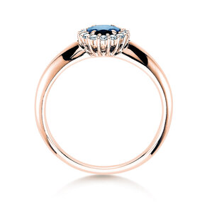 Engagement ring Windsor in 14K rosé gold with sapphire 0.60ct and diamonds 0.12ct
