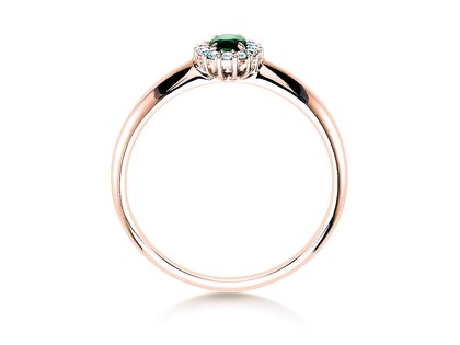 Engagement ring Jolie in 18K rosé gold with emerald 0.25ct and diamonds 0.06ct