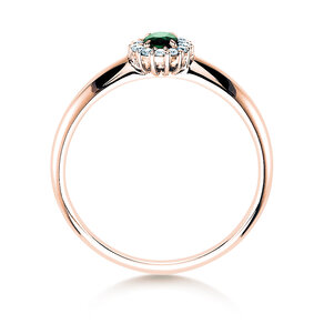Engagement ring Jolie in 18K rosé gold with emerald 0.25ct and diamonds 0.06ct