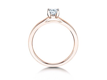 Engagement ring Princess in 9K rosé gold with diamond 0.15ct G/SI