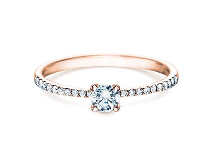 Engagement ring Grace in 18K rosé gold with diamonds 0.70ct G/SI