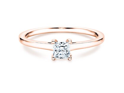 Engagement ring Princess in 18K rosé gold with diamond 1.00ct G/SI