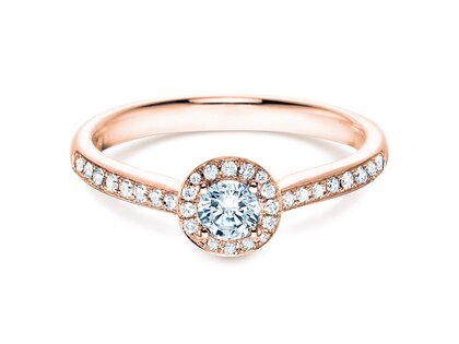 Engagement ring Halo Petite in 18K rosé gold with diamonds 0.50ct G/SI
