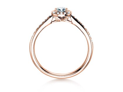 Engagement ring Halo Petite in 18K rosé gold with diamonds 0.50ct G/SI