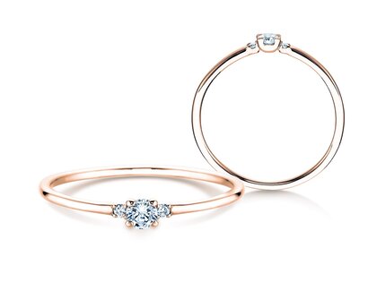 Engagement ring  in 9K rosé gold with diamonds 0.10ct G/SI