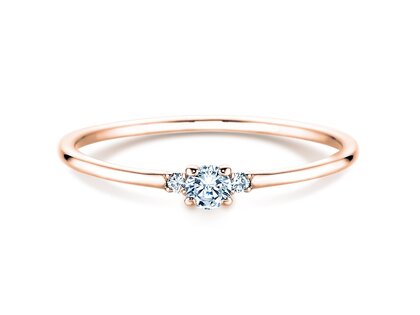 Engagement ring  in 9K rosé gold with diamonds 0.10ct G/SI