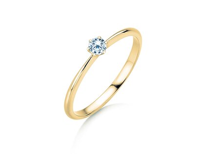 Engagement ring Spirit in 9K yellow gold with lab-grown diamond 0.15ct E/VS
