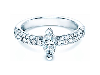 Engagement ring Louis in 18K white gold with diamonds 1.12ct G/SI