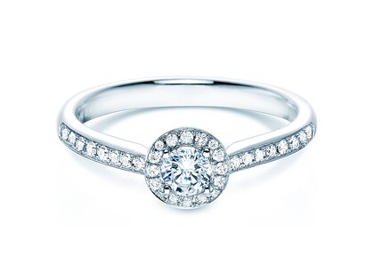 Engagement ring Halo Petite in 18K white gold with diamonds 0.50ct G/SI
