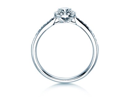 Engagement ring Halo Petite in 18K white gold with diamonds 0.50ct G/SI