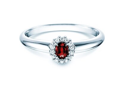 Engagement ring Jolie in 18K white gold with ruby 0.25ct and diamonds 0.06ct
