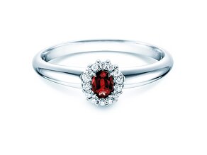 Engagement ring Jolie in 18K white gold with ruby 0.25ct and diamonds 0.06ct
