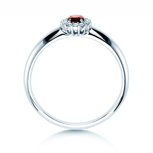 Engagement ring Jolie in platinum 950/- with ruby 0.25ct and diamonds 0.06ct