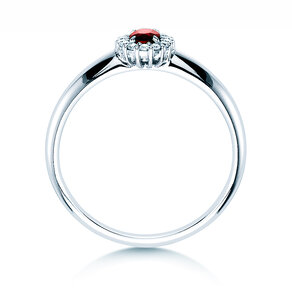 Engagement ring Jolie in 18K white gold with ruby 0.25ct and diamonds 0.06ct