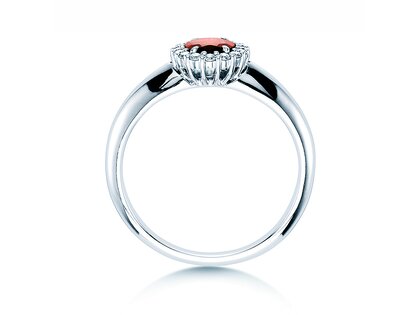 Engagement ring Windsor in platinum 950/- with ruby 0.60ct and diamonds 0.12ct