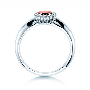 Engagement ring Windsor in platinum 950/- with ruby 0.60ct and diamonds 0.12ct