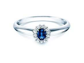 Engagement ring Jolie in 18K white gold with sapphire 0.25ct and diamonds 0.06ct
