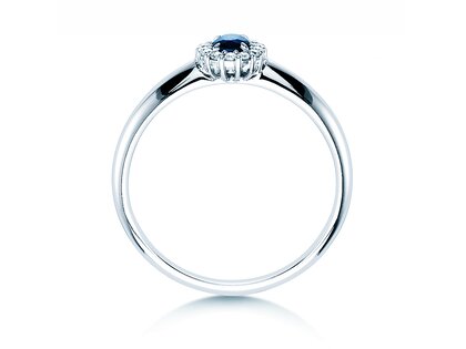 Engagement ring Jolie in 18K white gold with sapphire 0.25ct and diamonds 0.06ct